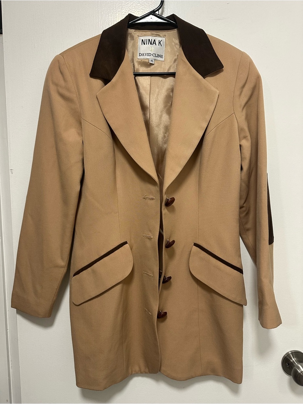 David Cline Tan Jacket with Dark Brown Trim